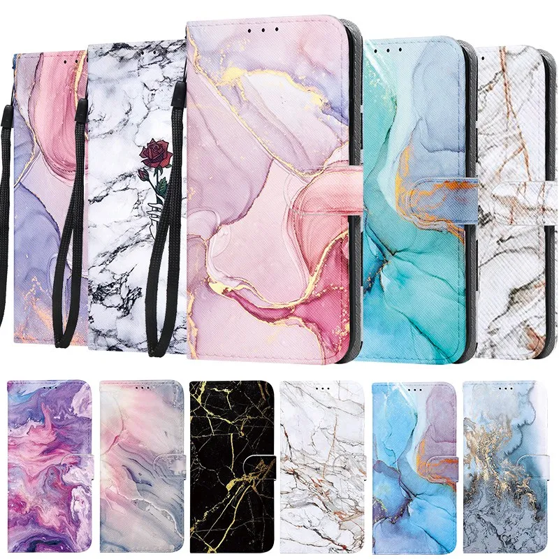 

Marble Flip Leather Case For iPhone 11 12 Pro Max 13Mini 7 8 6 6S Plus X XS XR Xs Max Phone Wallet Card Holder Stand Cover Coque