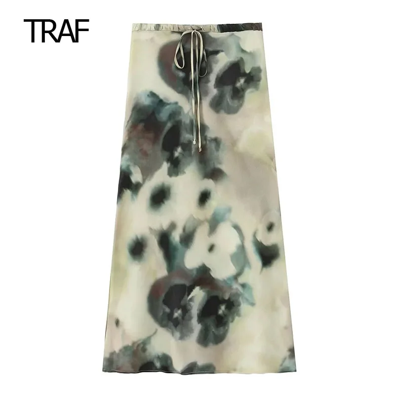 

Атласная Юбка с завязкой на талии, средней длины