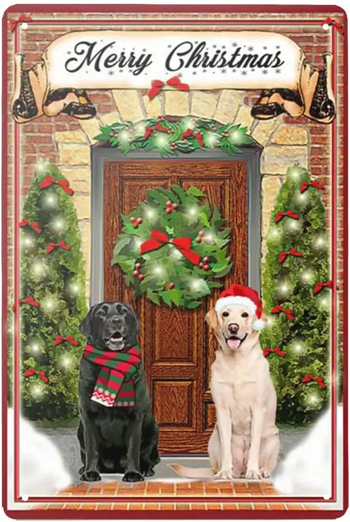 Рождество, весёлый Рождество с лабрадором ретривером, новый ретро металлический жестяной знак, подарок, знаки для сада, двора