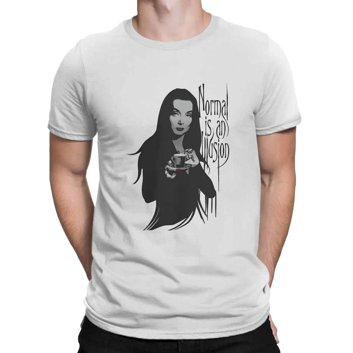 Мужские обычные футболки с принтом семьи Аддамс хлопковая одежда винтажные