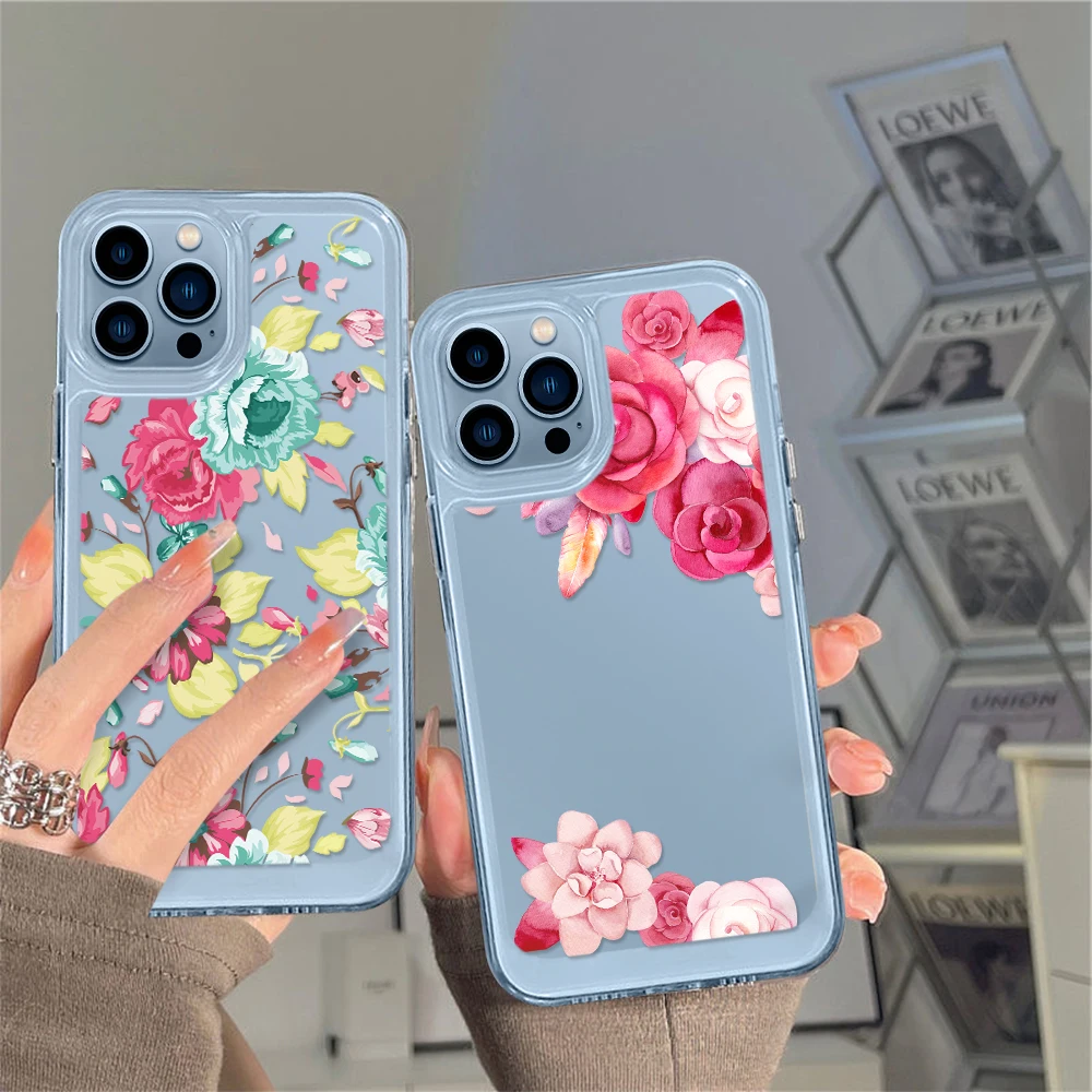 

For iPhone 14promax Phone Case for iPhone 13 12 11 Pro Max Mini XS XR X Shell INS Flower Back Cover for iPhone13 ProMax Fundas