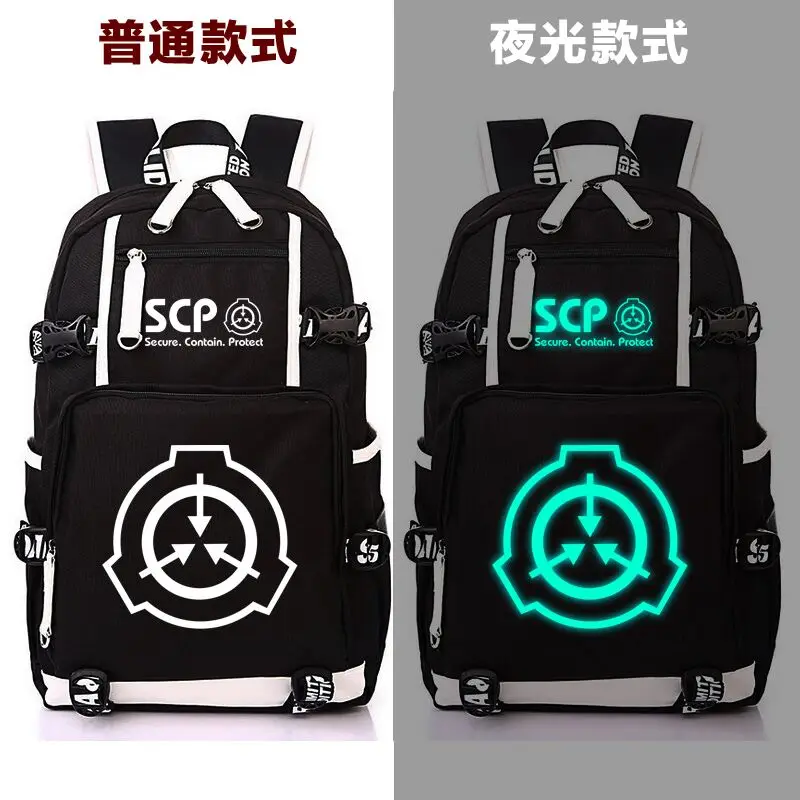 

SCP Special Containment Procedures Foundation USB Backpack Luminous Rucksack Student Travel Book School Bag