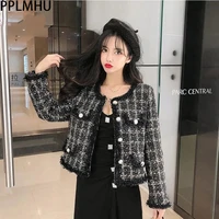 women slim short outerwear leisure single breasted long sleeve jacket womanly temperament sequins office lady jacket chic tops
