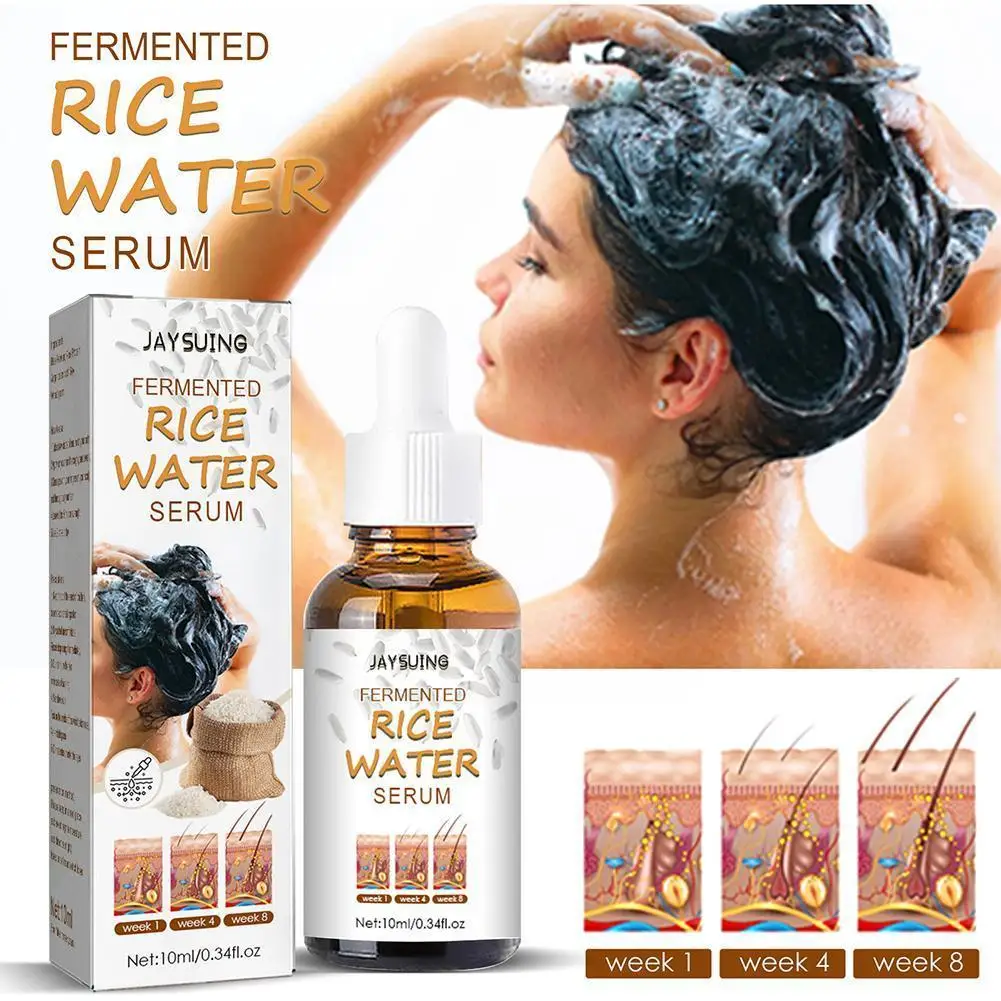 

Fermented Rice Water Serum for Thinning Hairs and Hair Loss Essence Repair Damaged Hair Care Nourishing 10ML