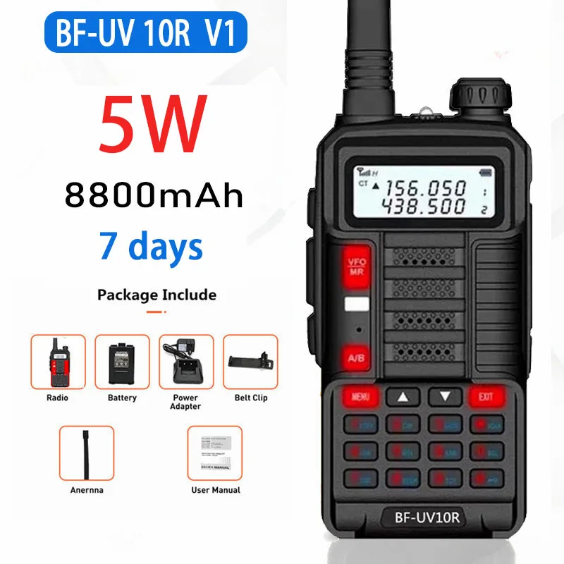 

10W Professional Portable Walkie Talkie UV-10R 128 Channels Transceiver Dual Band Two Way CB Ham Radio Usb Change