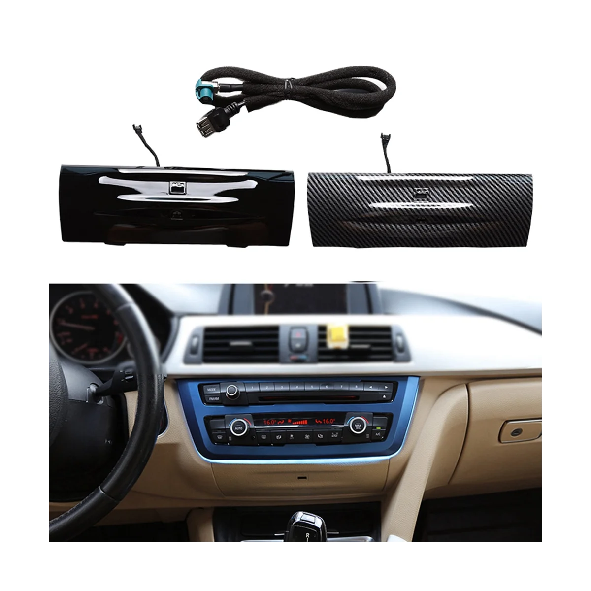 

Carbon Fiber Car Cigarette Atmoshpere Lamp 9 Color Dashboard Cover for BMW 3 /GT/4-Series F30 F32 F34 F36 2012-2019