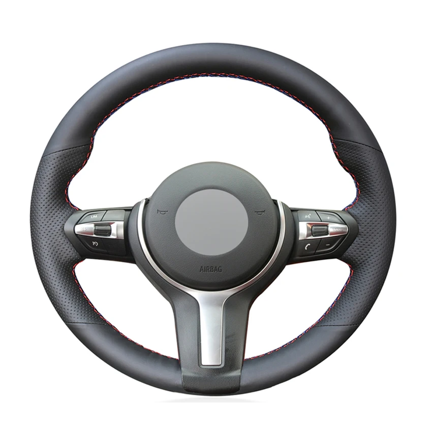 

Black Genuine Leather Car Steering Wheel Covers for BMW F87 M2 F80 M3 F82 M4 M5 F12 F13 M6 F85 X5 M F86 X6 F33 F30 M Sport