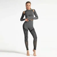 yuntry seamless yoga suit 2022 woman sexy clothing long sleeve fitness shirts sports top high waist leggings 2 piece yoga set