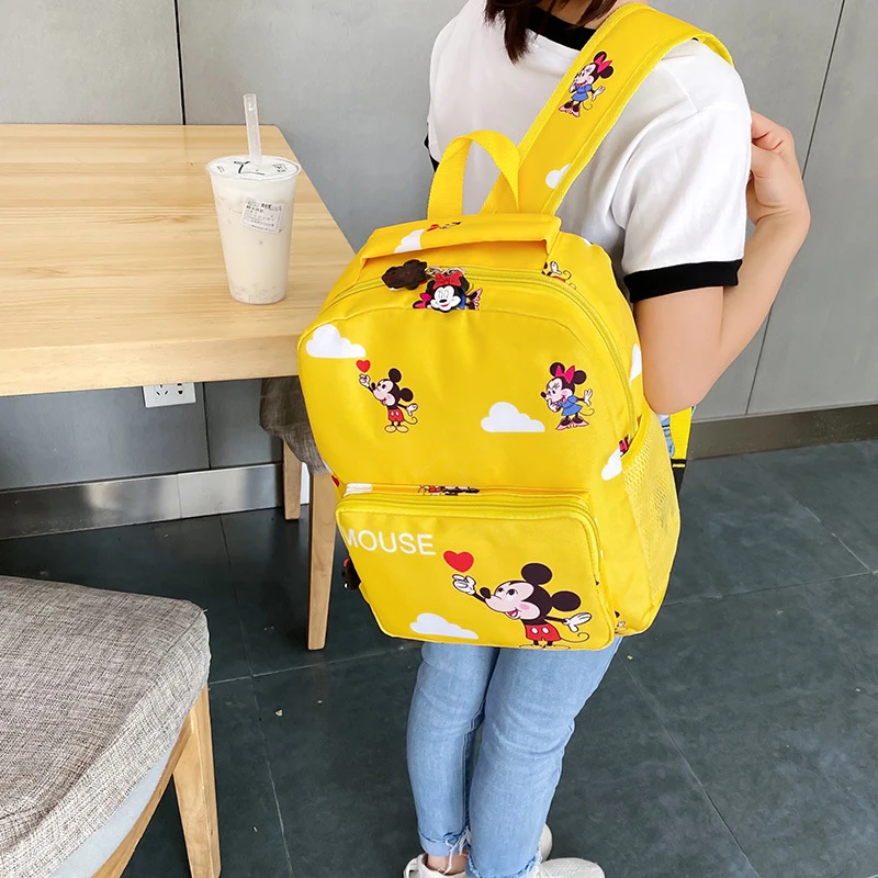 2022 New Disney Children's School Bag Mickey Mouse Print Backpack Kindergarten Cartoon Boys Girls Mickey Nylon Backpack