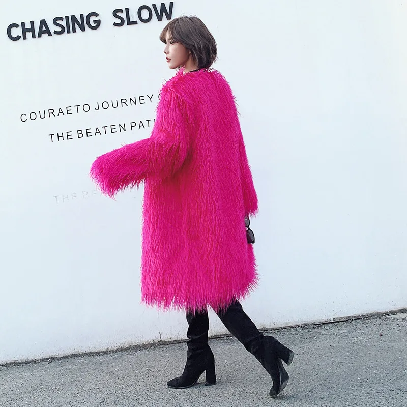 Women's imitation fur long fur coat personality coat