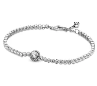authentic 925 sterling silver moments timeless sparkling halo tennis bracelet bangle fit bead charm diy pandora jewelry