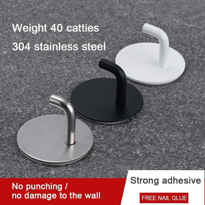 

304 Stainless Steel Hook Wall Hook Towel Hook For Bathroom Coat Self Adhesive Rustproof Hook Hanger For Kitchen Hardware