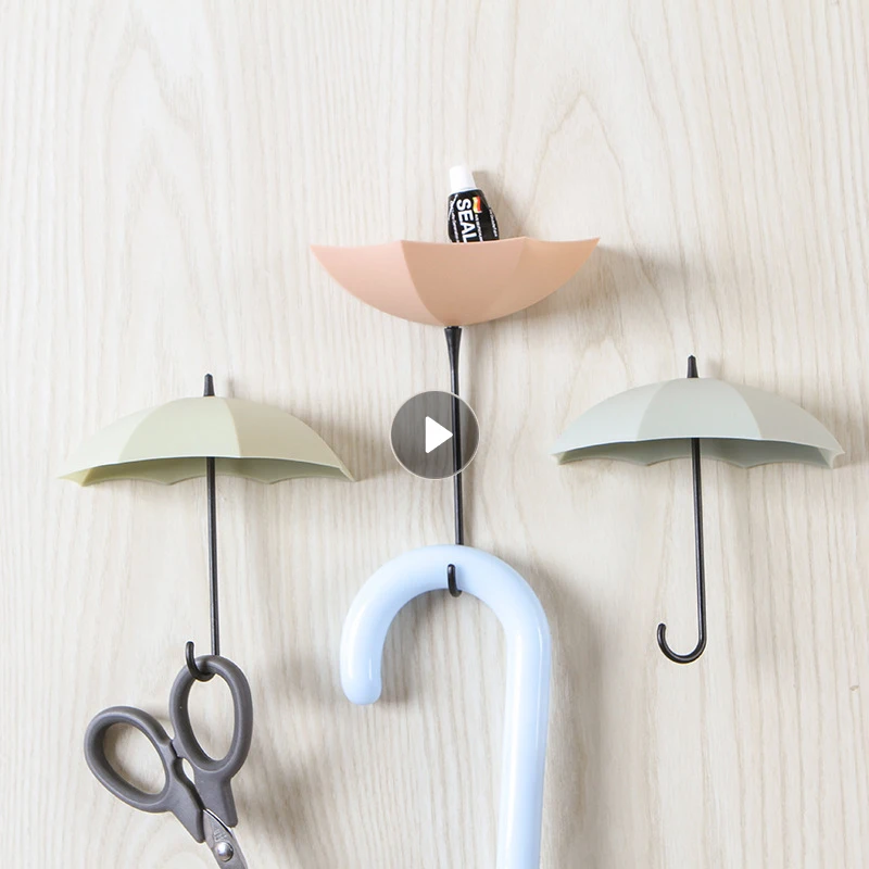 

3 шт./компл. декоративные настенные крючки в форме зонта