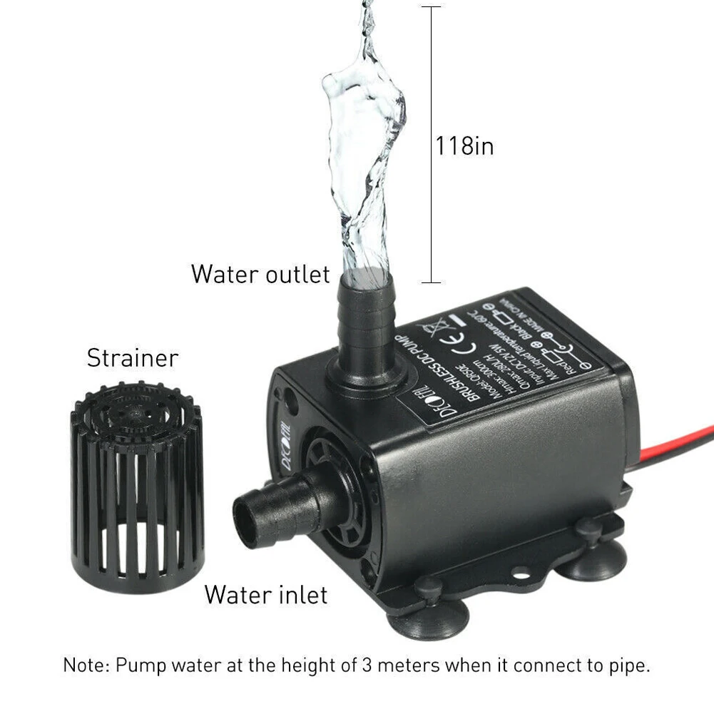 

DC12V 5W Brushless Submersible Water Pump 280L/H 300cm Mini Ultra-Quiet Motor For Garden Aquarium Pond Fish Tank Fountain