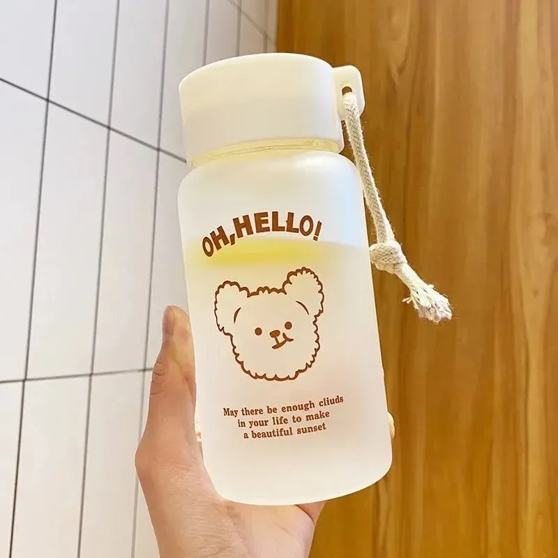 Прозрачные бутылки для воды с милым медведем 450 мл без БФА матовая бутылка