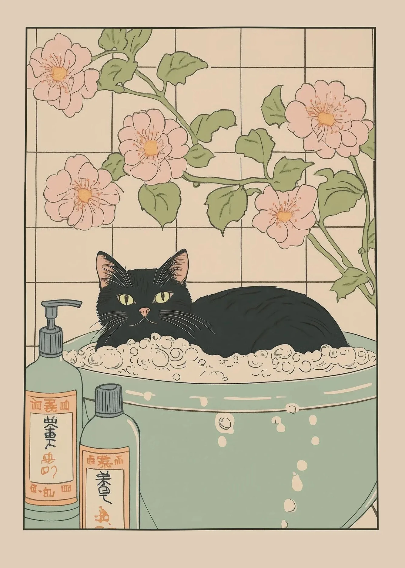 

Плакат "Шотландский кот в ванне", печать на холсте