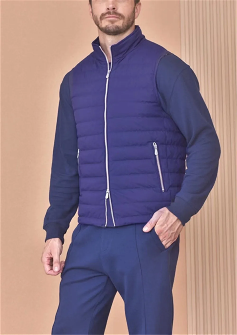 Зимний мужской легкий пуховый жилет B * C с воротником-стойкой теплая куртка без