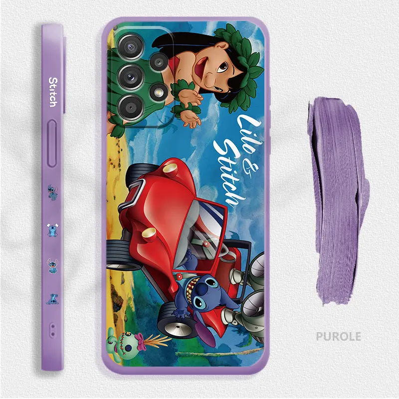 Liquid Candy Case For Samsung Galaxy A73 A71 A72 A12 A21s A22 A23 A31 A32 A51 A52 A52s A53 A02s Cover Disney Lilo & Stitch Life images - 6
