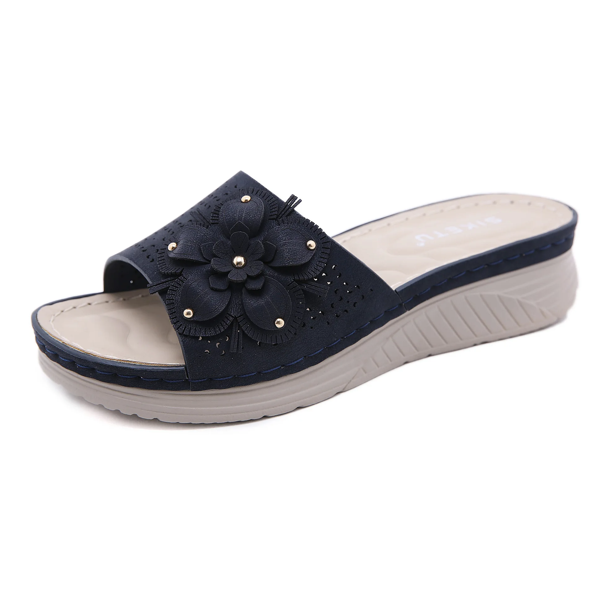 

Women Casual Shoes Summer New Flower Slippers Thick Platform Home Flip Flops 2022 Fashion Female Slides Anti-slip Sandals Mules