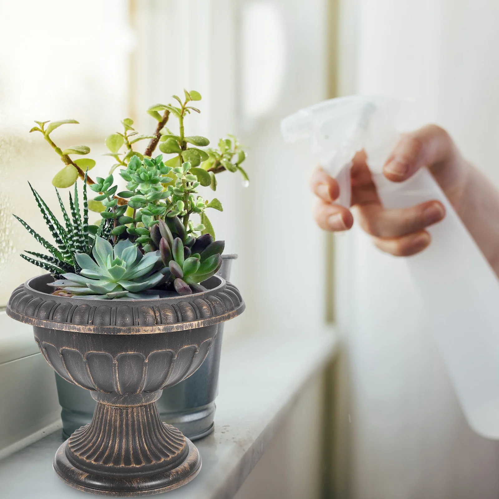 

Roman Flower Pot Plastic Flowerpot European Style Holder Decorative Wedding Planter Party Decoration Retro Stand Outdoor