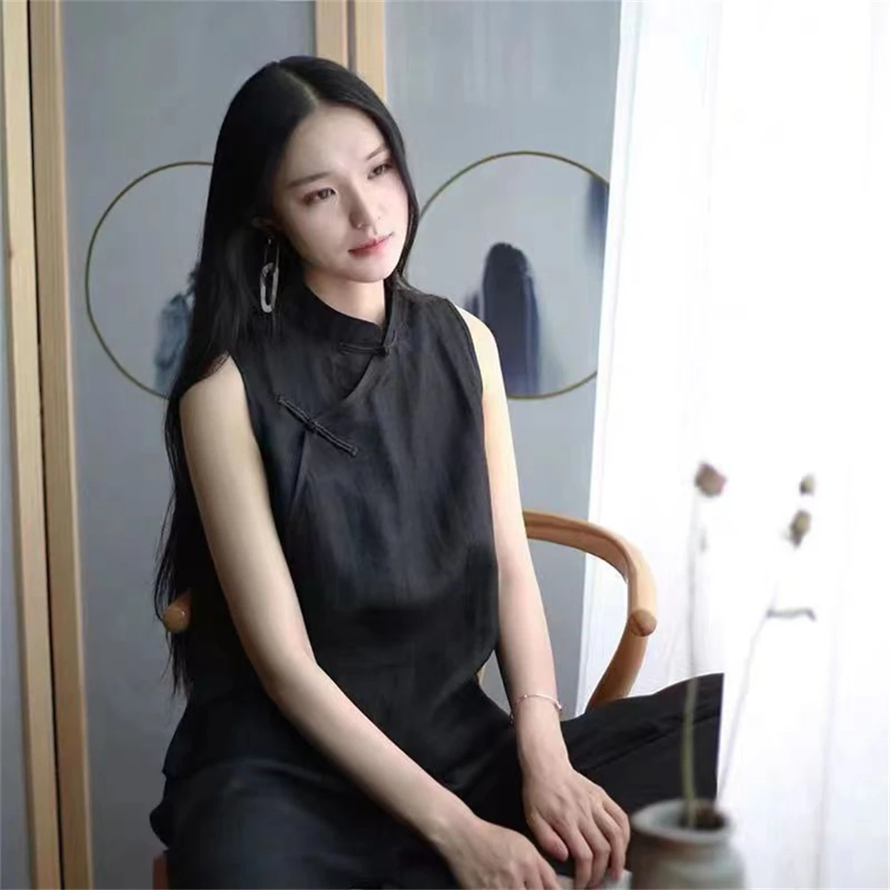 Китайская традиционная одежда для женщин жилет ханьфу льняной хлопковый топ без