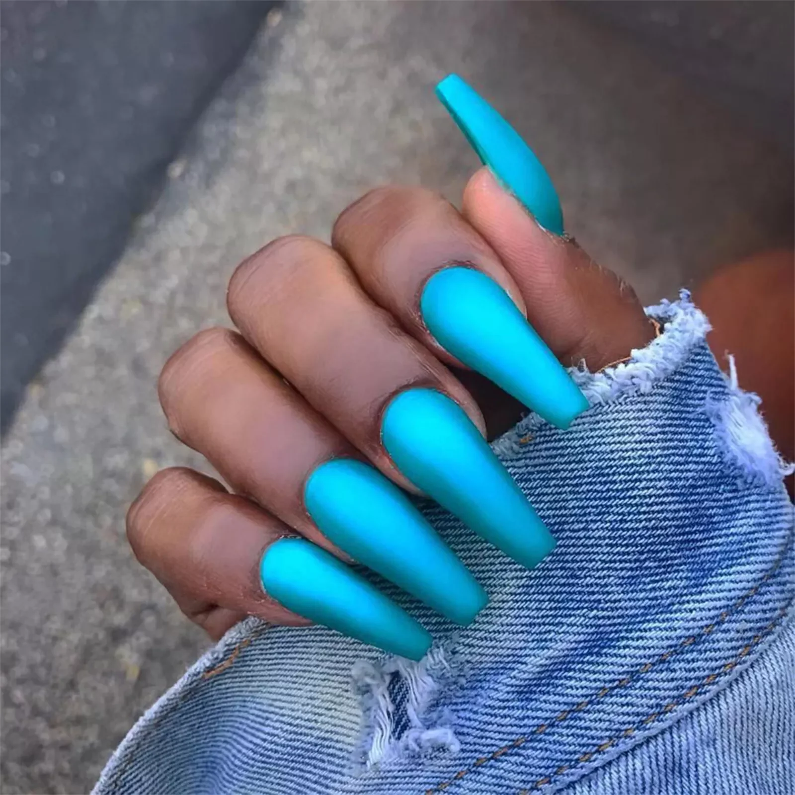 

NEW2023 False Nails Solid Color Long Ballet Fake Nails Full Cover Coffin Nail Tips Press On Nails Kit With Glue Detachable