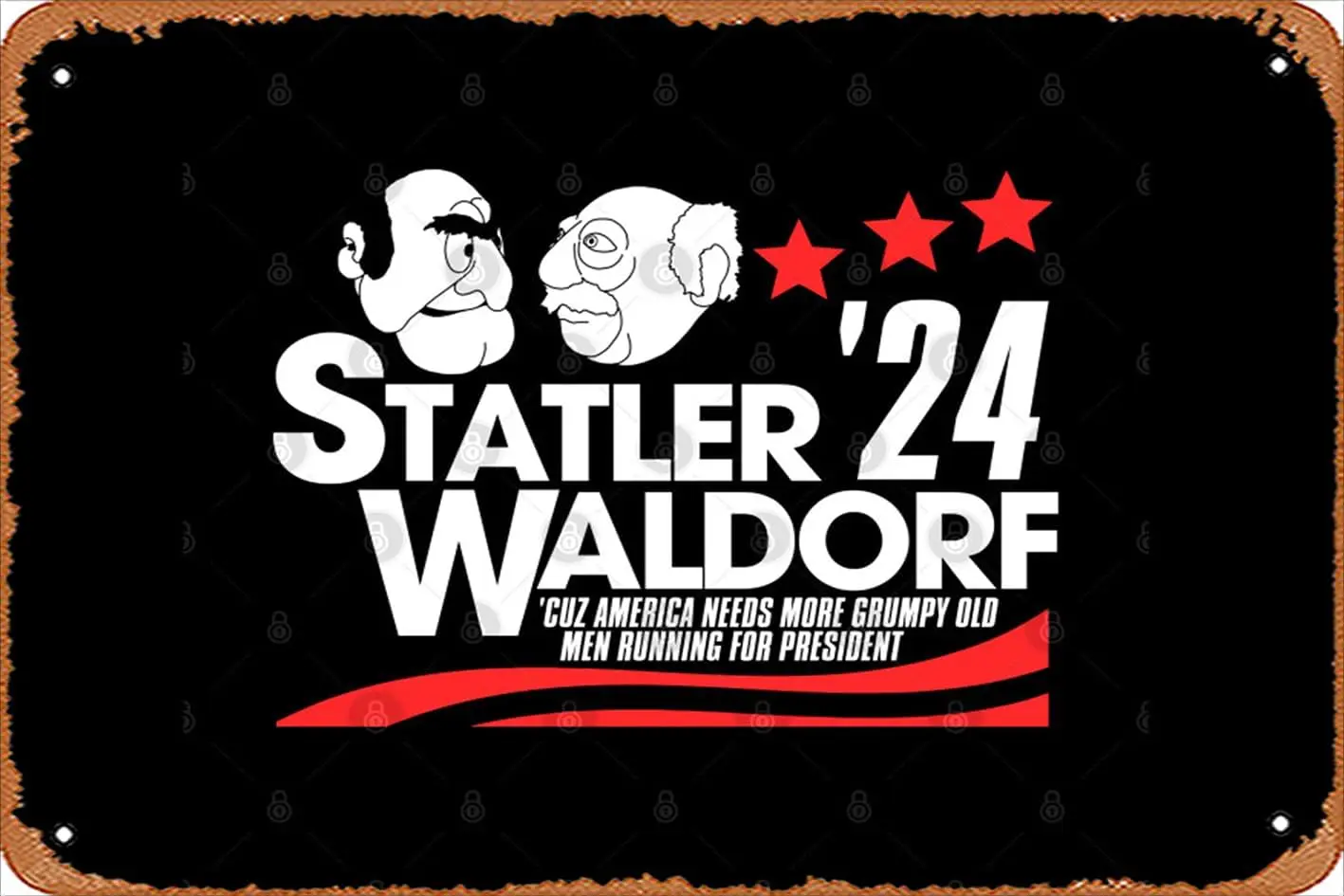 Zuhhgii Ретро жестяная вывеска Statler and Waldorf For President 2024 винтажная забавная новинка
