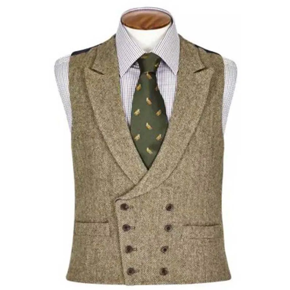 

Gilet Men Suits Vest for Wedding 2023 Peak Lapels Double Breasted Herringbone Full Men's Blazer Men's Denim Waistcoat Steampunk
