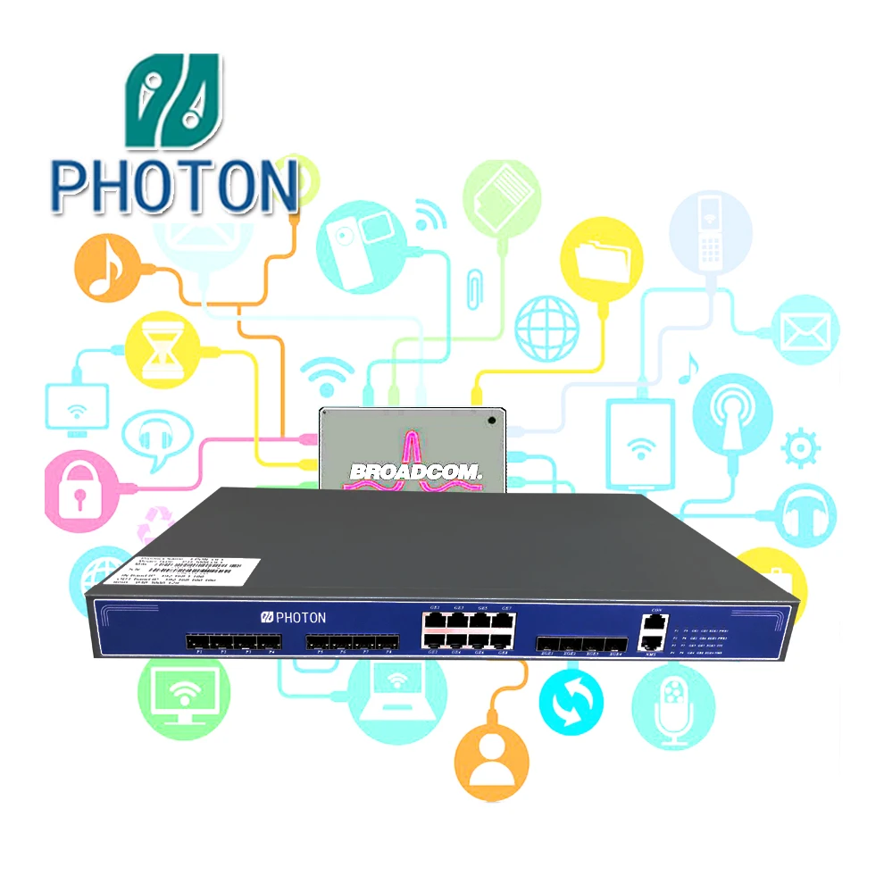 

Fiber Optic L3 8 Pon Ports+4*10GE/GE SFP+8GE RJ45 EPON OLT