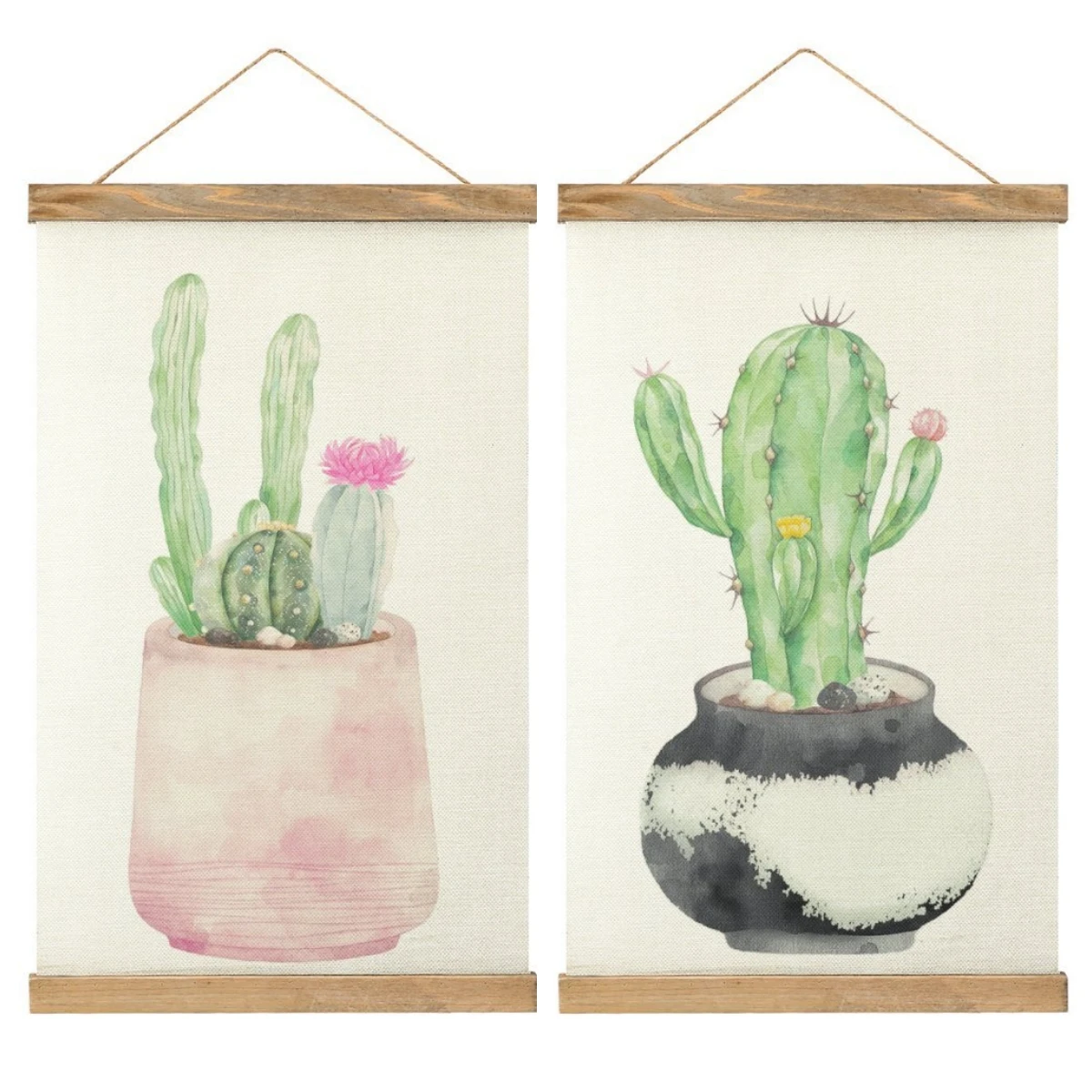 

Cactus Poster Hanging Canvas Frame Wall Poster For Living Room Office Classroom Bedroom Dining 20.4x13.1Inch