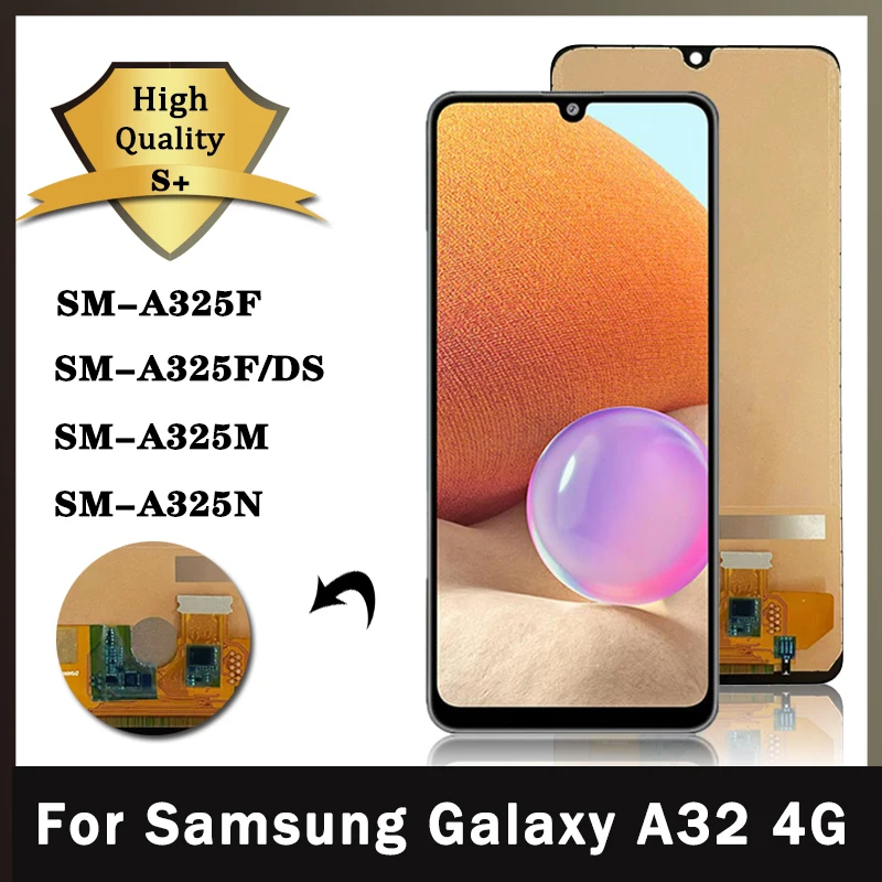 

AAA + качество для Samsung Galaxy A32 4G LCD для Samsung A325 A325F SM-A325F/DS ЖК-дисплей рамка сенсорный дигитайзер экран A325 LCD
