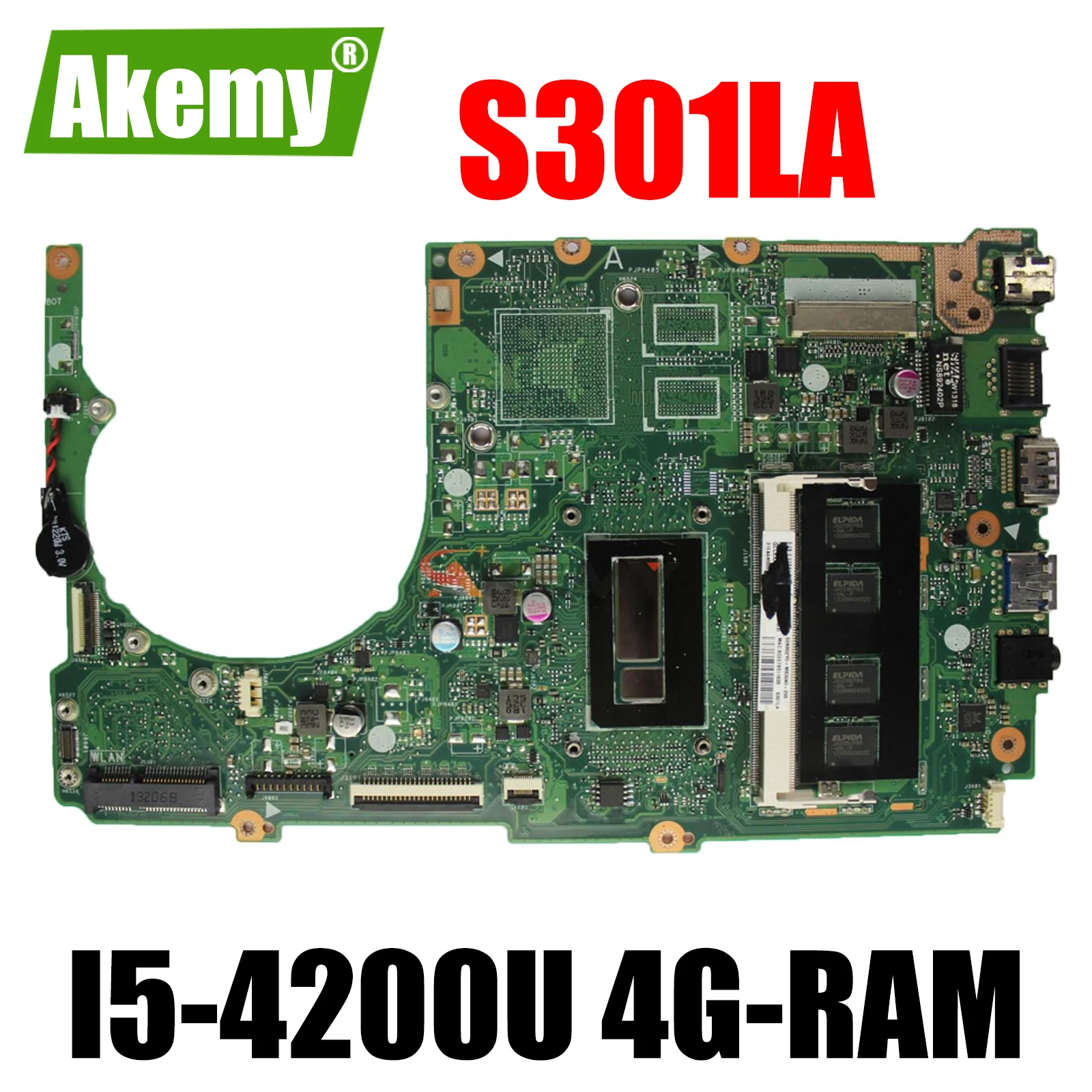 

S301LA For ASUS S301L Q301L Q301LA S301LA Mainboard I5-4200U 4G RAM Laptop Motherboard LVDS HD Graphics Test work 100%