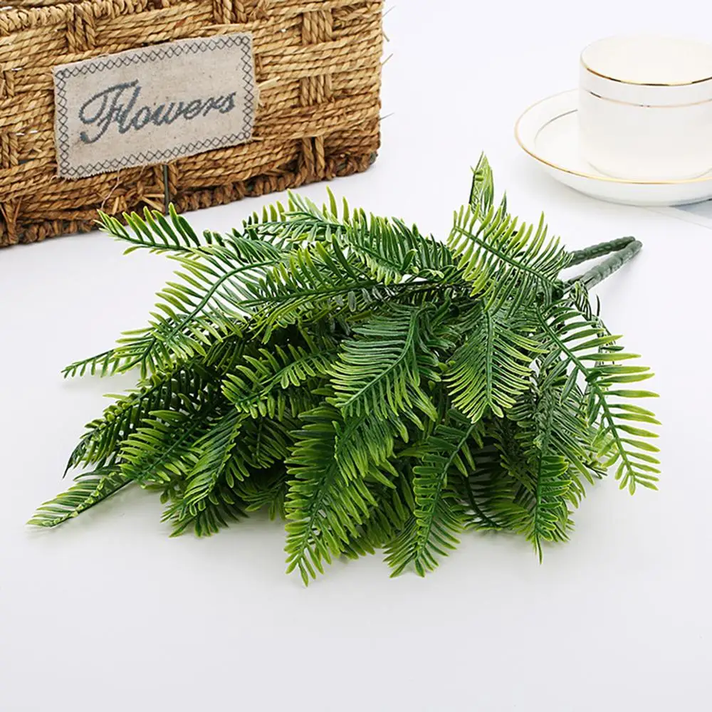 1pc Artificial Flowers with Leaf Green Grass Plastic Plants Fake Foliage Bush for Home Wedding Decoration Party Supplies |