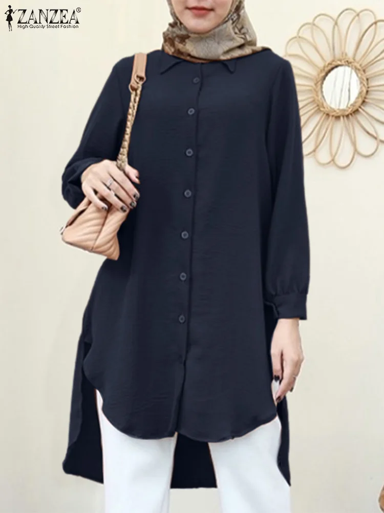 

Мусульманский Хиджаб Топы ИД Мубарек абайя мусульманская одежда Турция блузка ZANZEA женская блузка с длинным рукавом ИД кафтан оверсайз рубашка