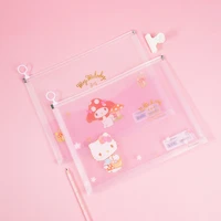 new transparent and convenient melody kt cat sanrio cute cartoon zipper bag melody pink a4 information bag y student girl