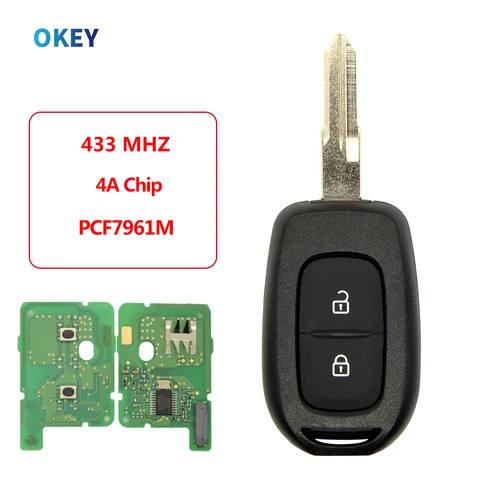 Пульт дистанционного управления Okey PCF7961M 4A чип 433 МГц для Renault Dacia Logan лодgy Dokker Duster Trafic Clio Master 2 кнопки с VAC102