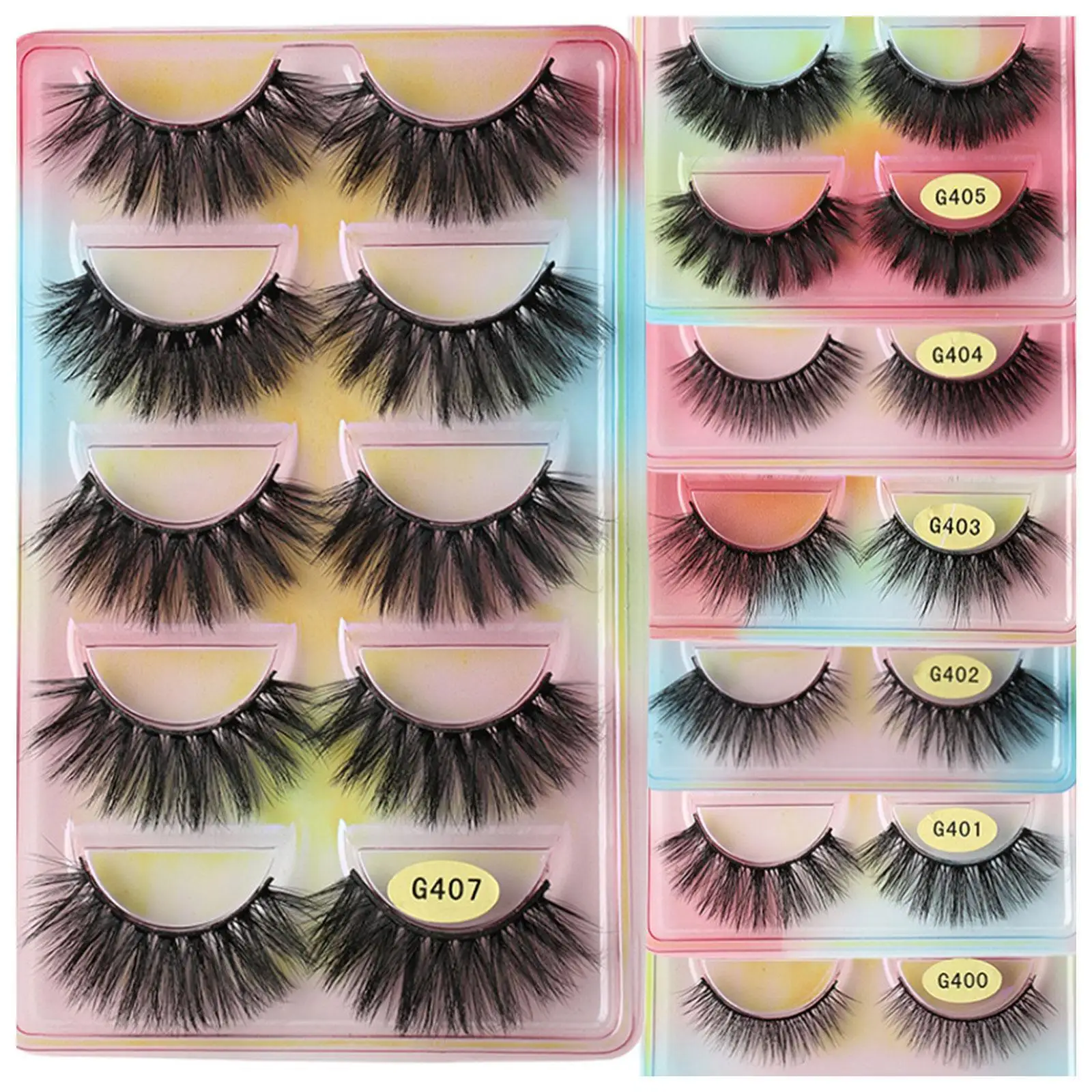 

False Eyelashes 5 Pairs 3d Mink Lashes Fluffy Dramatic Faux Cils Maquiagem Extension Lashes Strip Makeup Tool Russian Volum G1p2