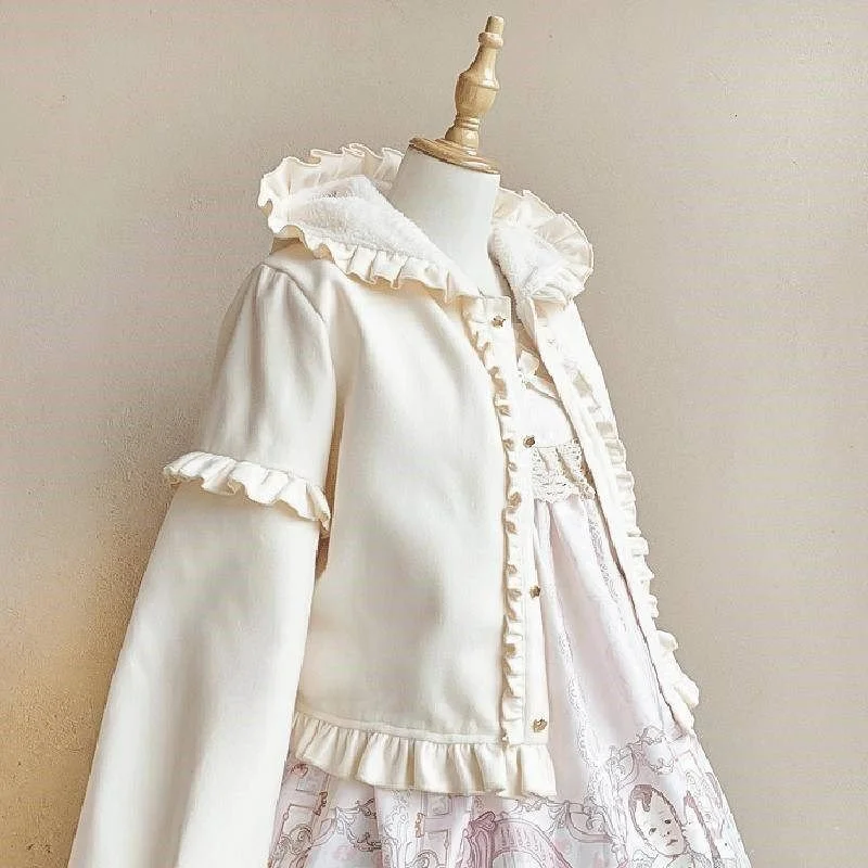 

Lolita Fleece Coat Female Korean Version Loose Student Thickening Warm Autumn and Winter Small Lolita Woolen Coat Lolita Top