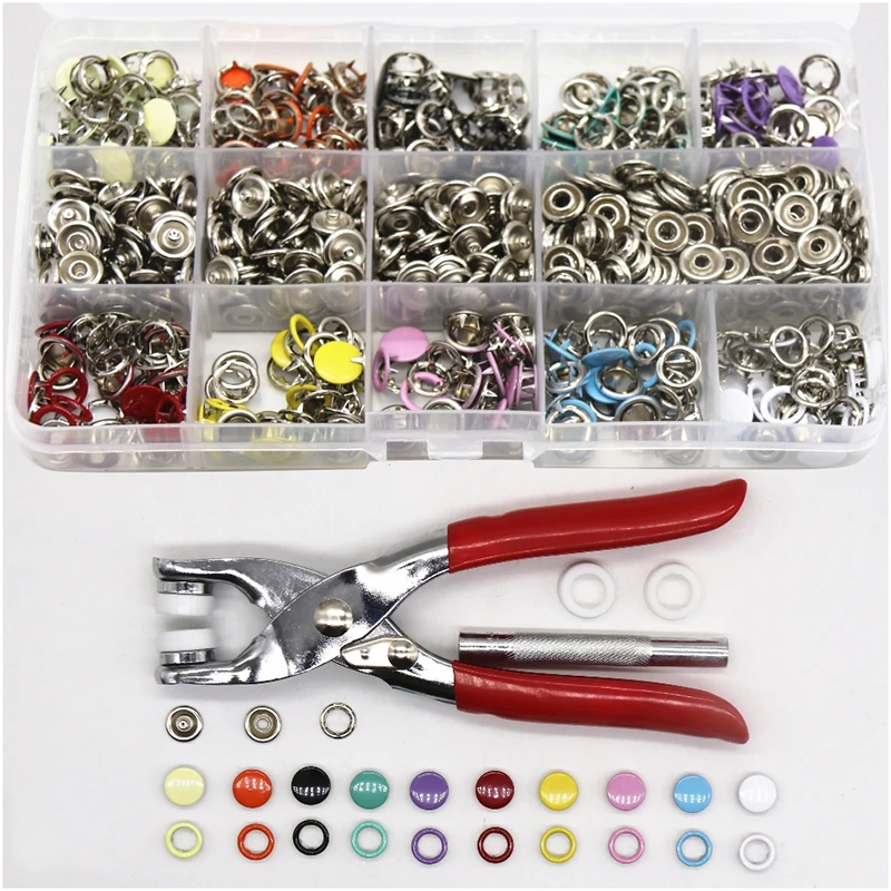 

Boxed 200 Sets 9.5mm 10mm Five-claw Buckle + Pliers Tools High Quality DIY Household Buttons Baby Clothing Bibs Snap Button