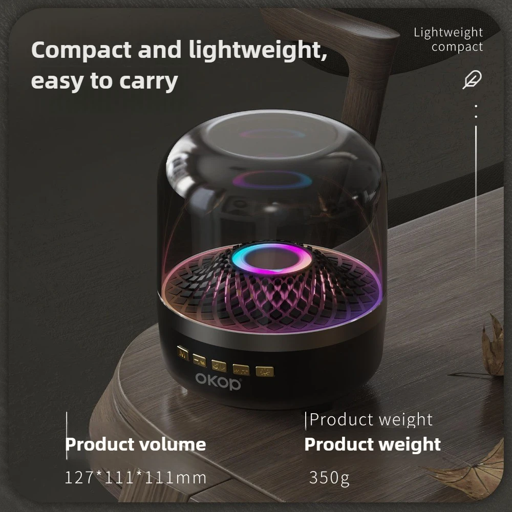 Фото Bluetooth-динамик OKOP, беспроводной Bluetooth-аудио, домашний настольный RGB-ночник, сабвуфер, многофункциональный атмосферный динамик №4