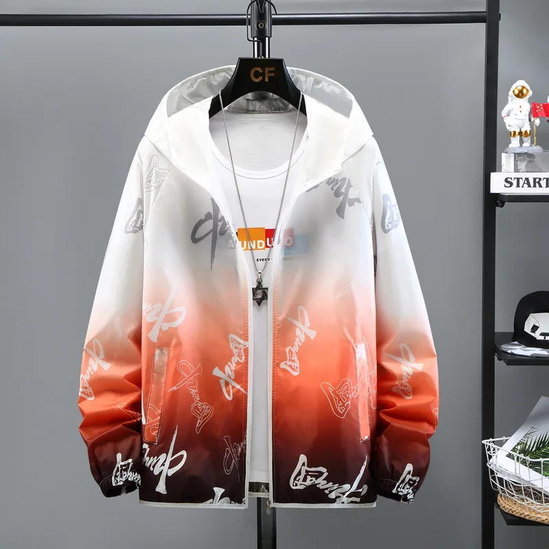 Мужская летняя куртка с капюшоном легкая тонкая ветровка модная Солнцезащитная