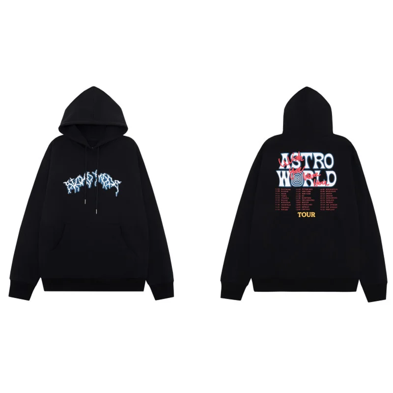 

Men Hoodies Winter Hip Hop Streetwear Tops Kanye West Cactus Jack Limited Lightning Graffiti Pullover Casual Sweatshirt