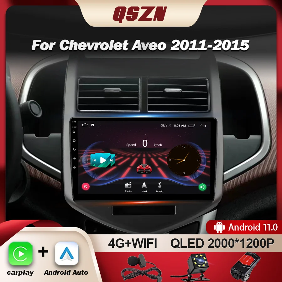 QSZN 8G + 256G для Chevrolet Aveo 2 Sonic T300 2011-2015 Автомагнитола мультимедийный плеер навигация GPS