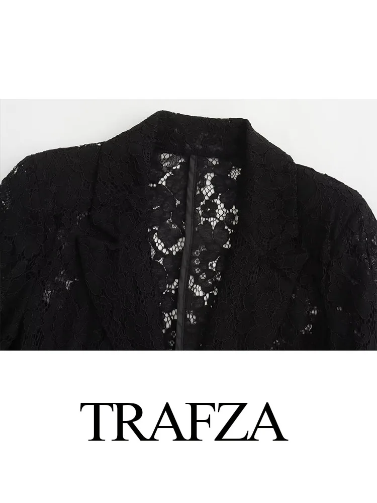 Женский кружевной пиджак TRAFZA элегантный однотонный приталенный с одним