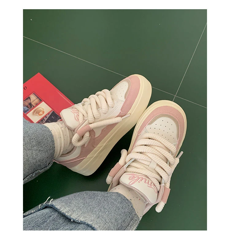 

Women's Shoes Fashion Lace Up Women's Vulcanize Shoes Casual Sport Shoes Ladies Color Matching Platform Shoes Female