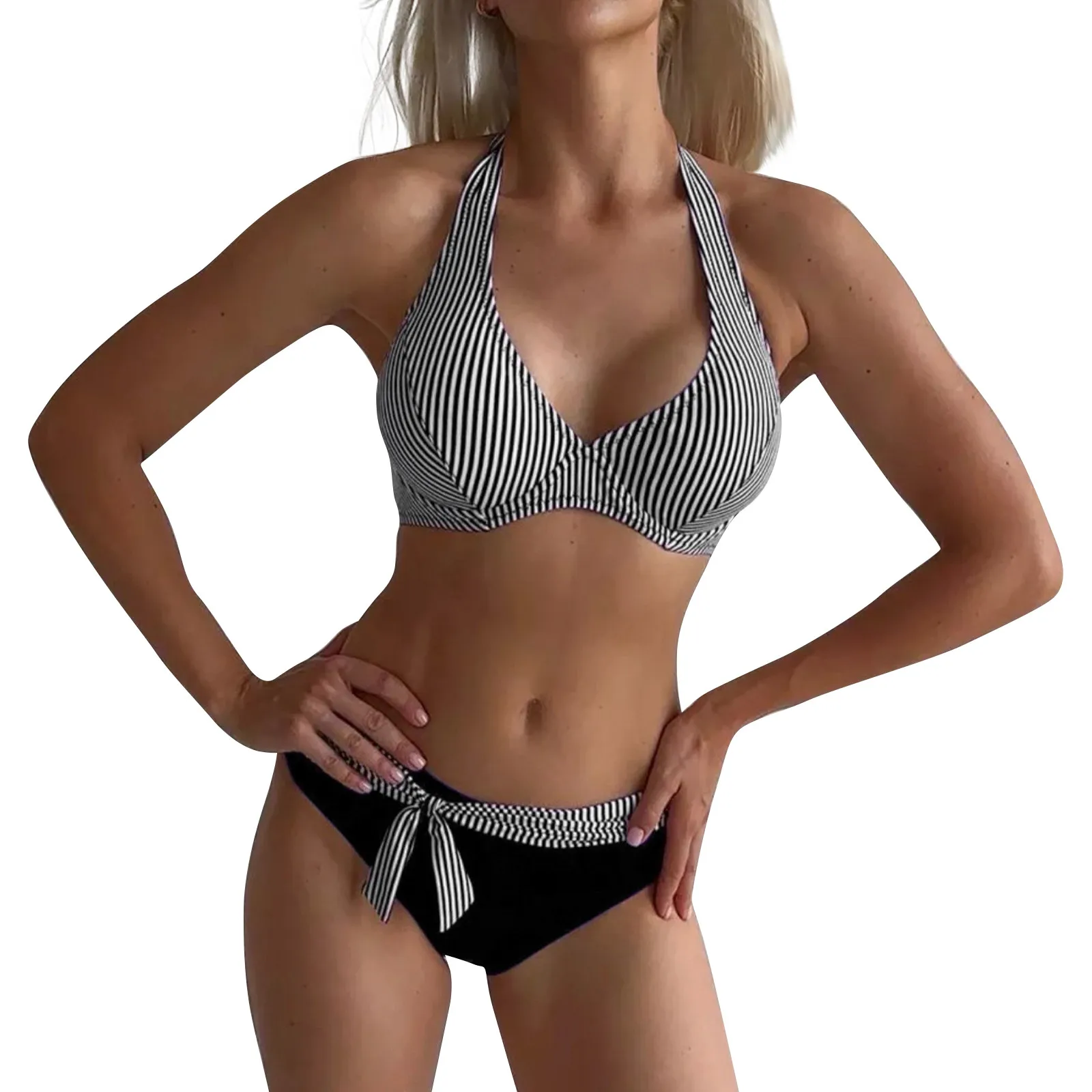 Однотонное Сетчатое слитное бикини с V-образным вырезом женский сексуальный