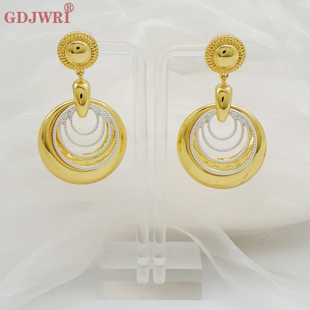 

Модные круглые серьги-кольца для женщин, Дубайский Золотой цвет, бразильские уникальные Висячие серьги, африканские свадебные подарки