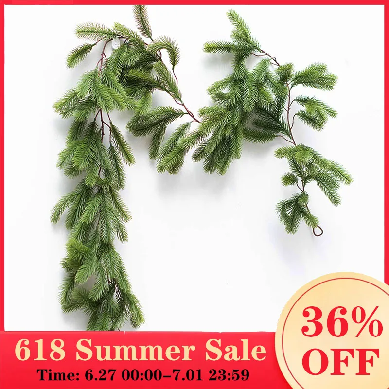 

Artificial Christmas Garland Ivy Vine Seasonal Pine Needles Cypress Garland Greenery Plant for Xmas Home Halloween Winter Decor