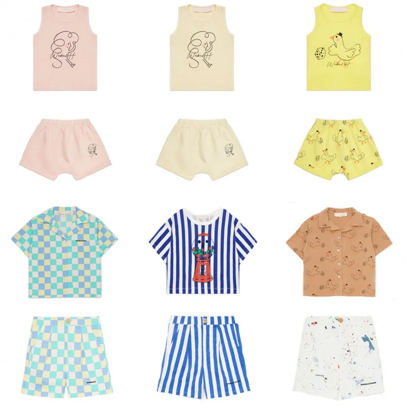 

Week 2023 SS New Kids Boys Summer Clothes Sets Girls Cute T Shirt and Shorts Suits Go To School Kids Brand Clothes