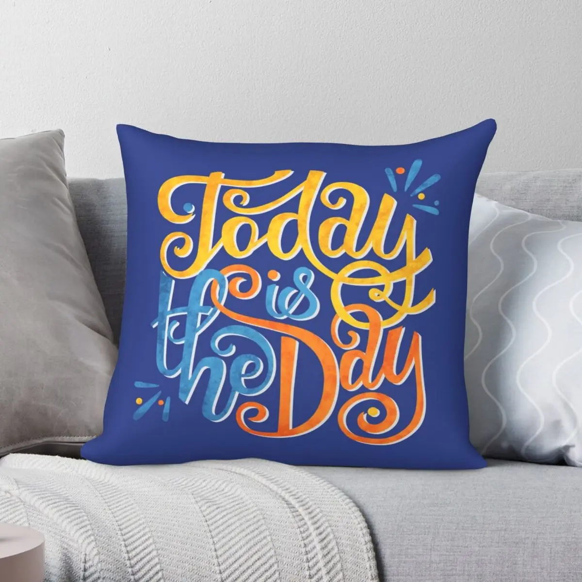 

Текстурированный чехол для подушки с надписью Today Is The Day, чехол из полиэстера и льна с бархатным узором, Декоративная Подушка на молнии, чехол для дивана, наволочка для подушки